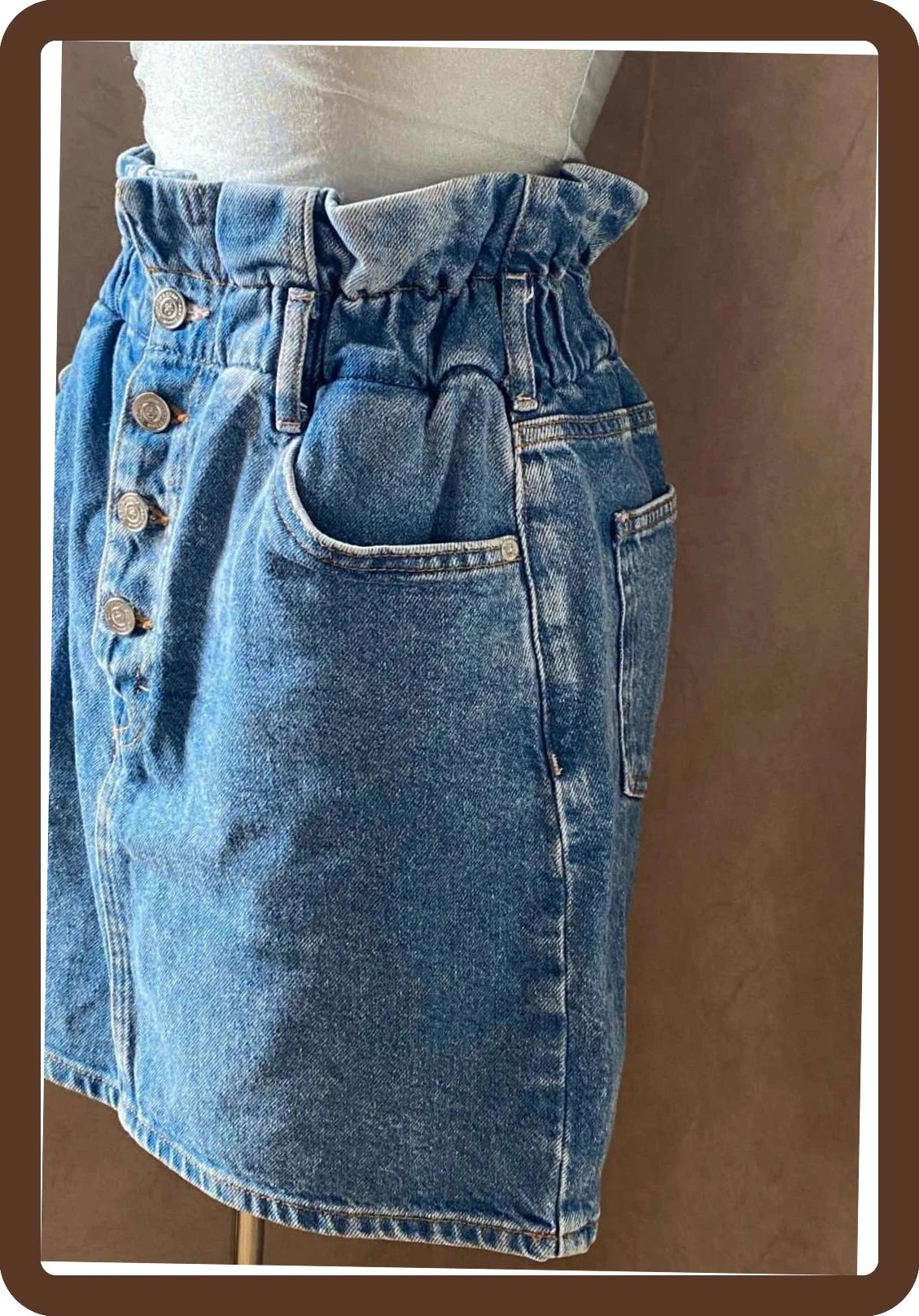 High-waist denim Scotch & Soda skirt T36, paperbag cut, metal buttons, 100% cotton denim – photo 3